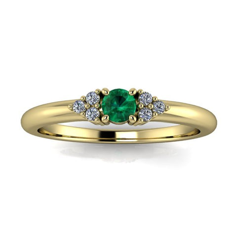 Verlobungsring Gelbgold mit Smaragd und Diamant