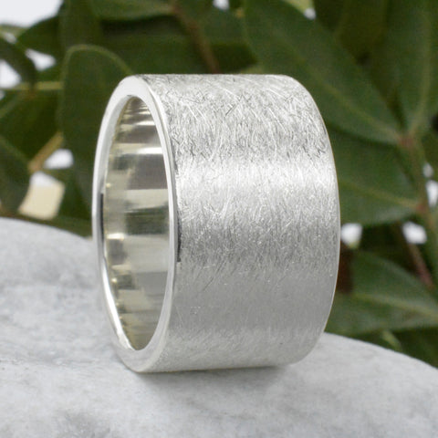 Bandring Silber 12 mm breit eismatt