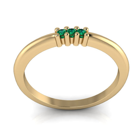Ring aus Gelbgold mit Smaragd grün 1,5 mm