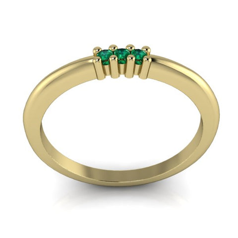 Ring aus Gelbgold mit Smaragd grün 1,5 mm