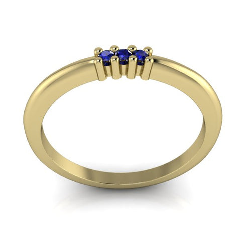 Ring aus Gelbgold mit Saphir blau 1,5 mm
