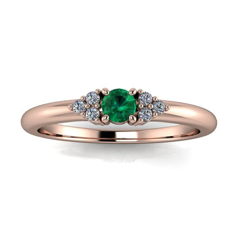 Verlobungsring Rosegold mit Smaragd und Diamant