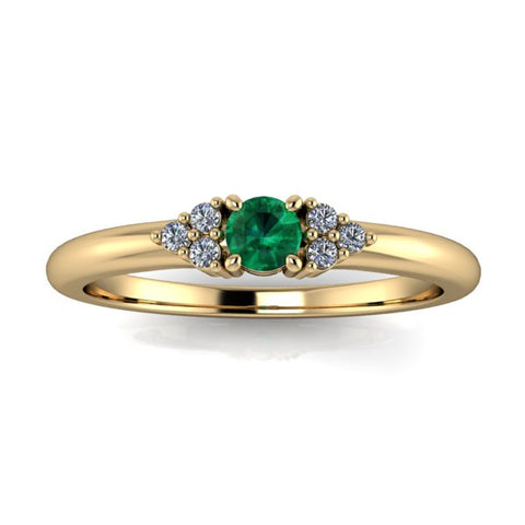 Verlobungsring Gelbgold mit Smaragd und Diamant