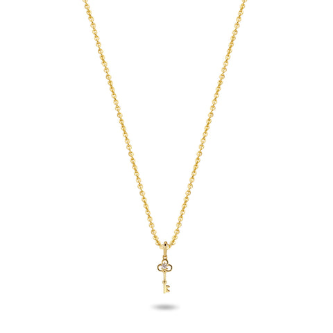 Collier Anhänger Schlüssel mit Zirkonia Gold 585/000