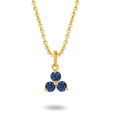 Collier Anhänger 3 Zirkonia blau Gold 585/000