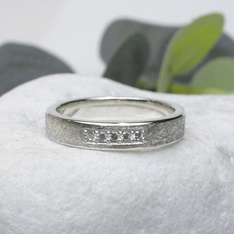 Bandring 3 mm aus Silber mit Topas weiß