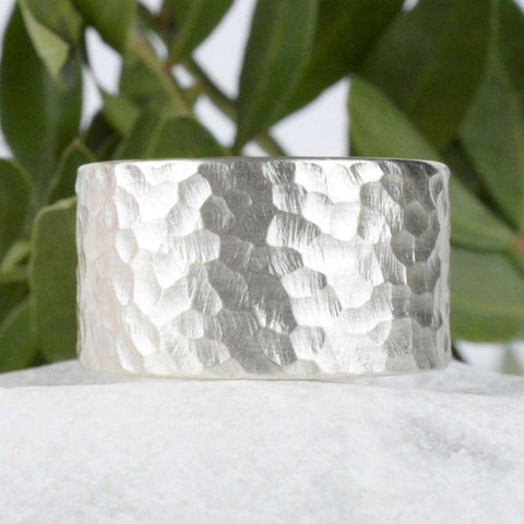 Bandring Silber 12 mm breit mit Peridot