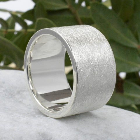 Bandring Silber 12 mm breit eismatt