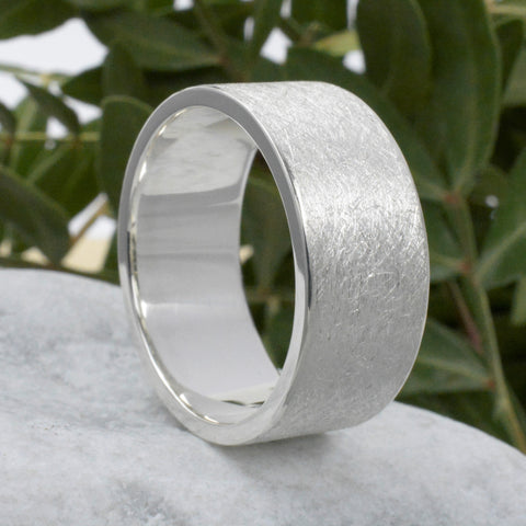 Bandring Silber 10 mm breit eismatt