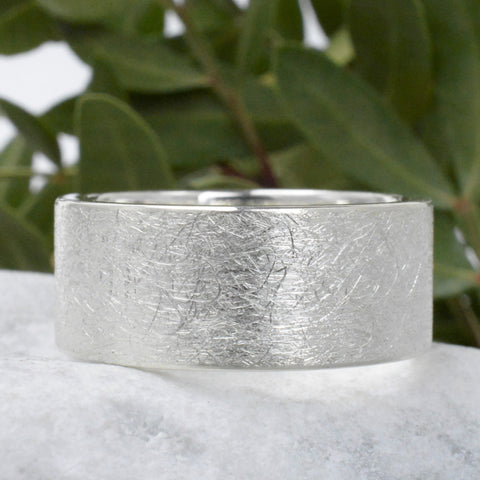 Bandring Silber 10 mm breit eismatt