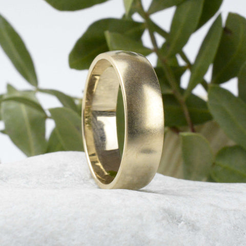 Bandring 6 mm breit 14kt.(585) Gelbgold sandmatt