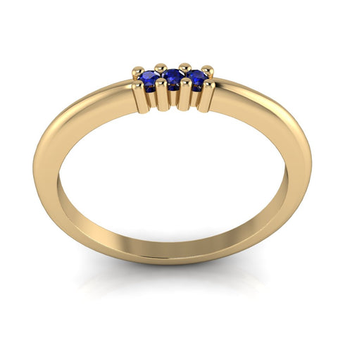 Ring aus Gelbgold mit Saphir blau 1,5 mm