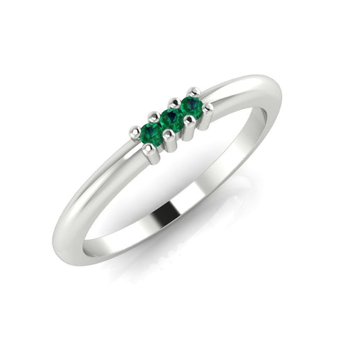 Ring aus Weißgold mit Smaragd grün 1,5 mm