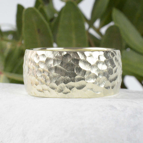 Ring Silber 10 mm Hammerschlag grob