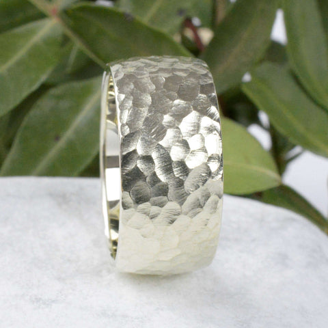 Ring Silber 10 mm Hammerschlag grob