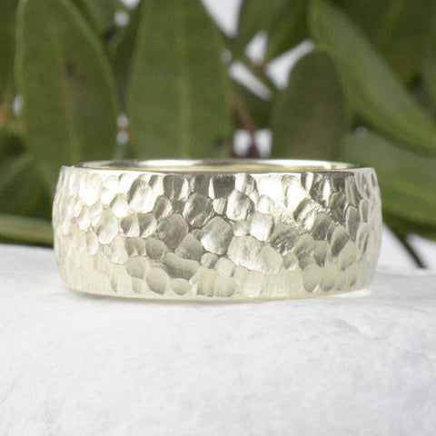 Ring Silber 8 mm Hammerschlag grob