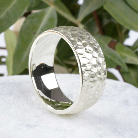 Ring Silber Hammerschlag grob