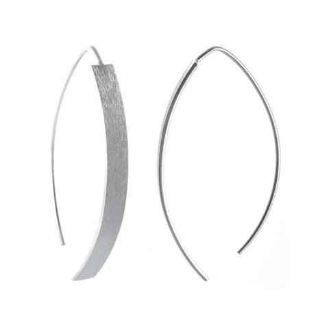 Silber Ohrringe plain - mattiert - 4 cm Ohrstecker