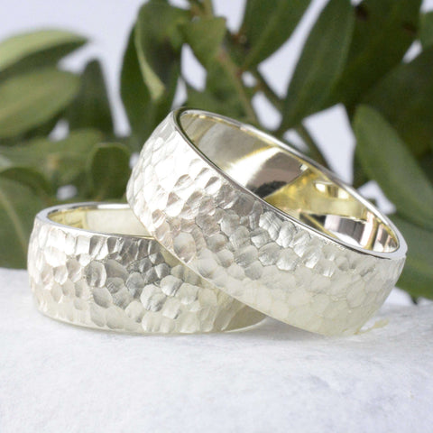 Trauringe Silber 8 mm Hammerschlag grob