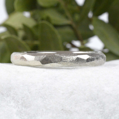 Bandring oval Silber 3 mm breit mit Struktur