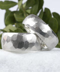 Bandring oval Silber 8 mm breit mit Struktur