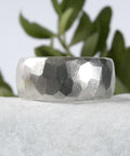 Bandring oval  Silber 10 mm breit mit Struktur