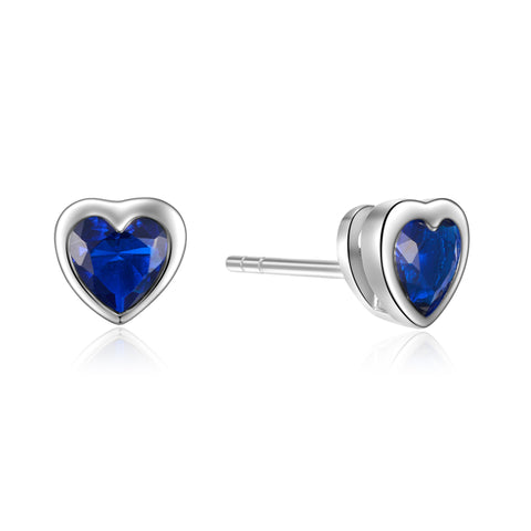 Ohrstecker Herz mit Zirkonia blau Silber