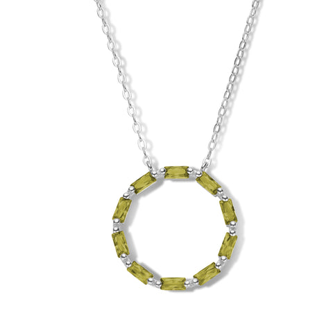 Collier Kreis mit 10 Zirkonia olivgrün Silber
