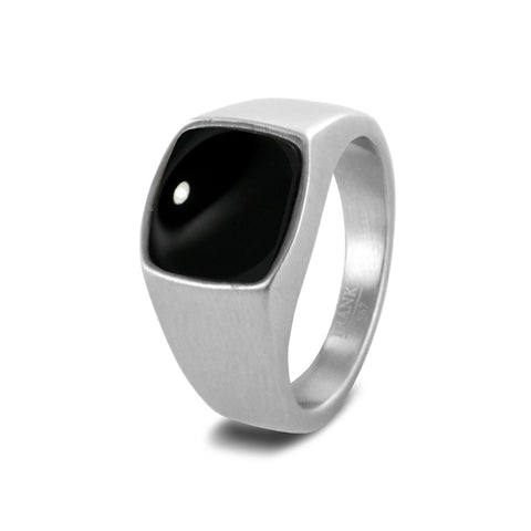Ring mit schwarzen Stein 12mm breit Edelstahl