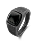 Ring mit schwarzen Stein 12mm breit Edelstahl