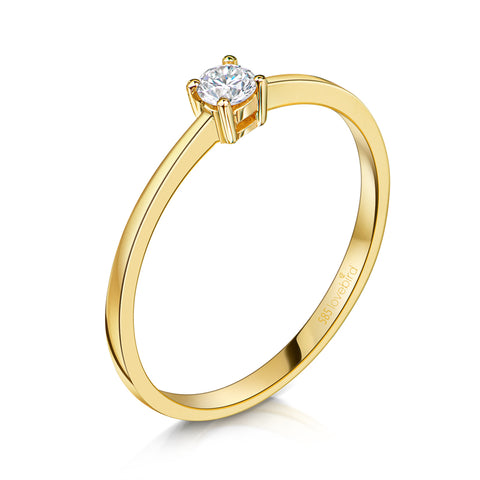 Damenring mit Diamant 0.10 ct. 585 Gelbgold